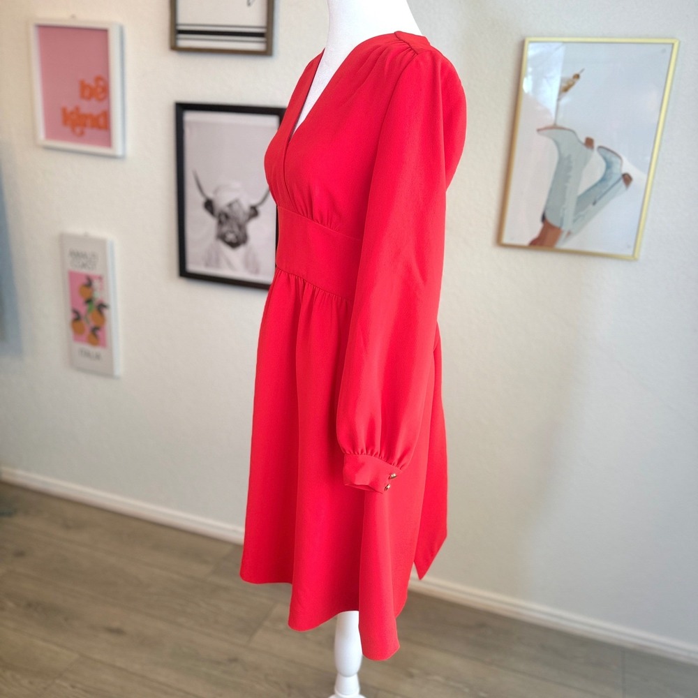 Kate Spade Fit and Flare Tie Waist Mini Red Dress Size 2 - Picture 6 of 16